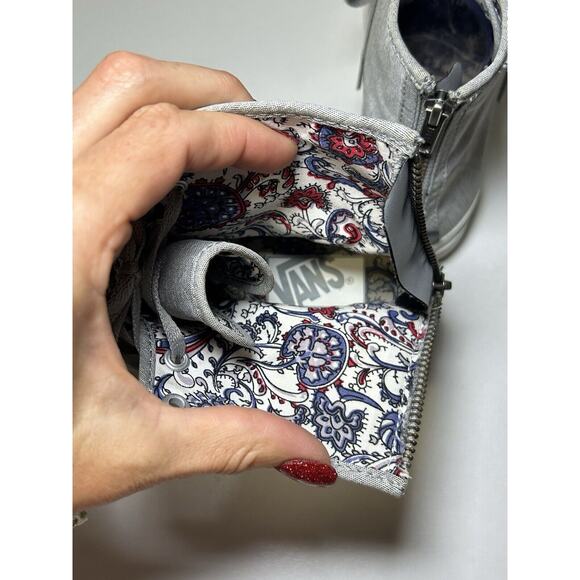 VANS Off The Wall Classic Skateboard Shoe Gray Purple Floral Women’s Size 9 - Picture 3 of 6